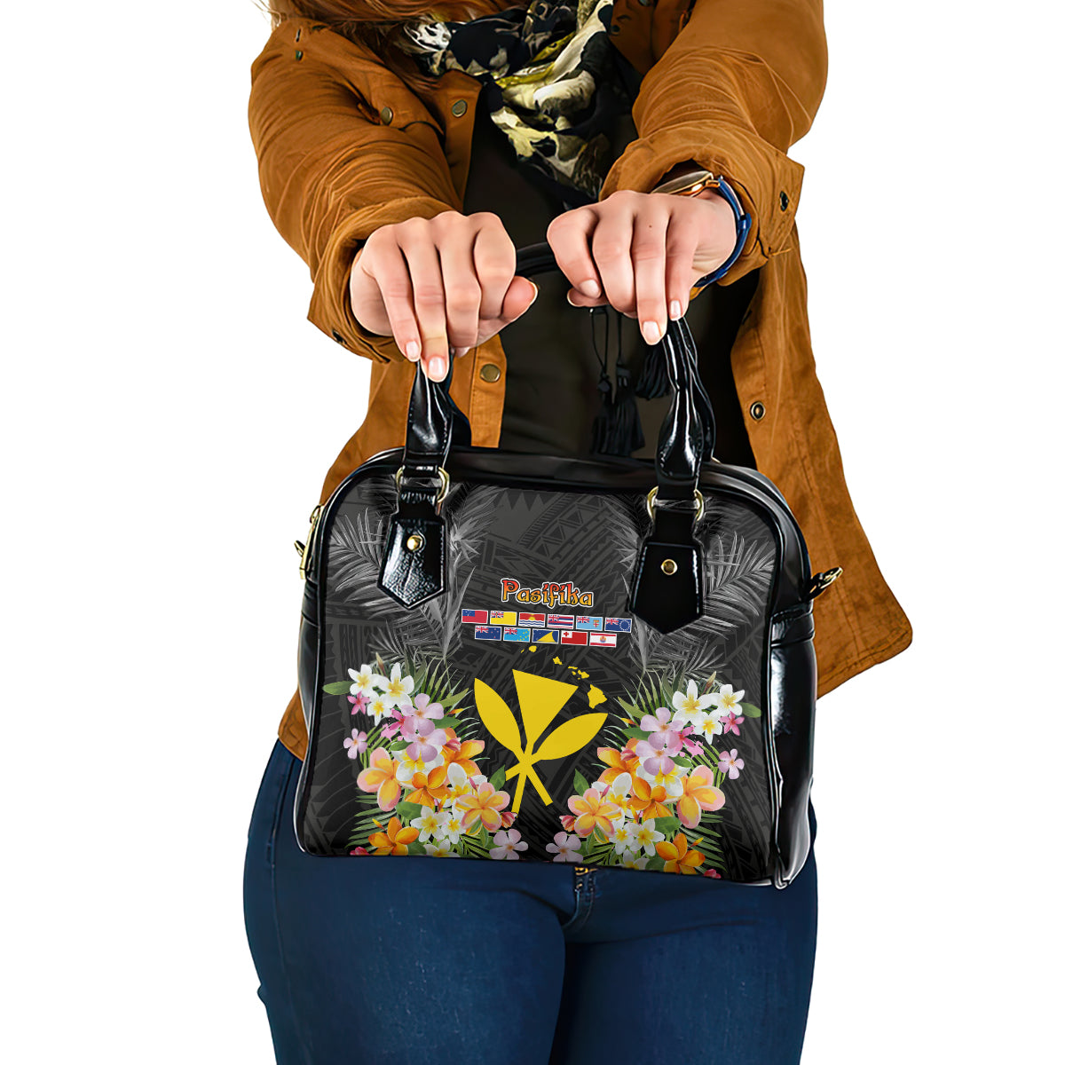 Pasifika Vibes Festival 2024 Shoulder Handbag Kanaka Maoli With Hawaiian Islands LT9 One Size Black - Polynesian Pride