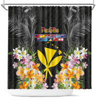 Pasifika Vibes Festival 2024 Shower Curtain Kanaka Maoli With Hawaiian Islands LT9 Black - Polynesian Pride