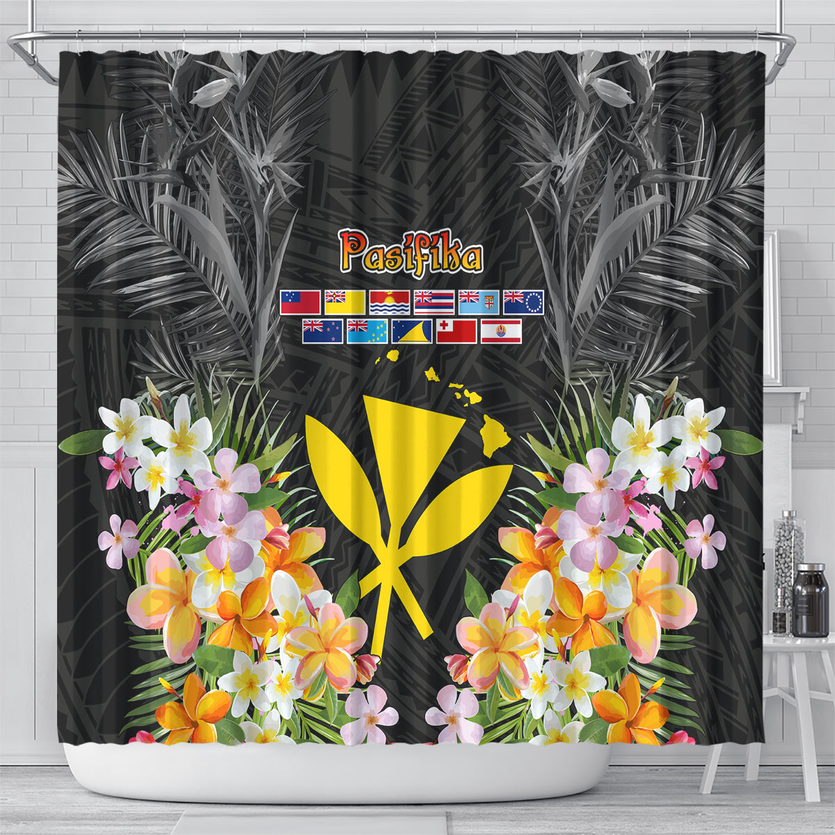 Pasifika Vibes Festival 2024 Shower Curtain Kanaka Maoli With Hawaiian Islands LT9 - Polynesian Pride