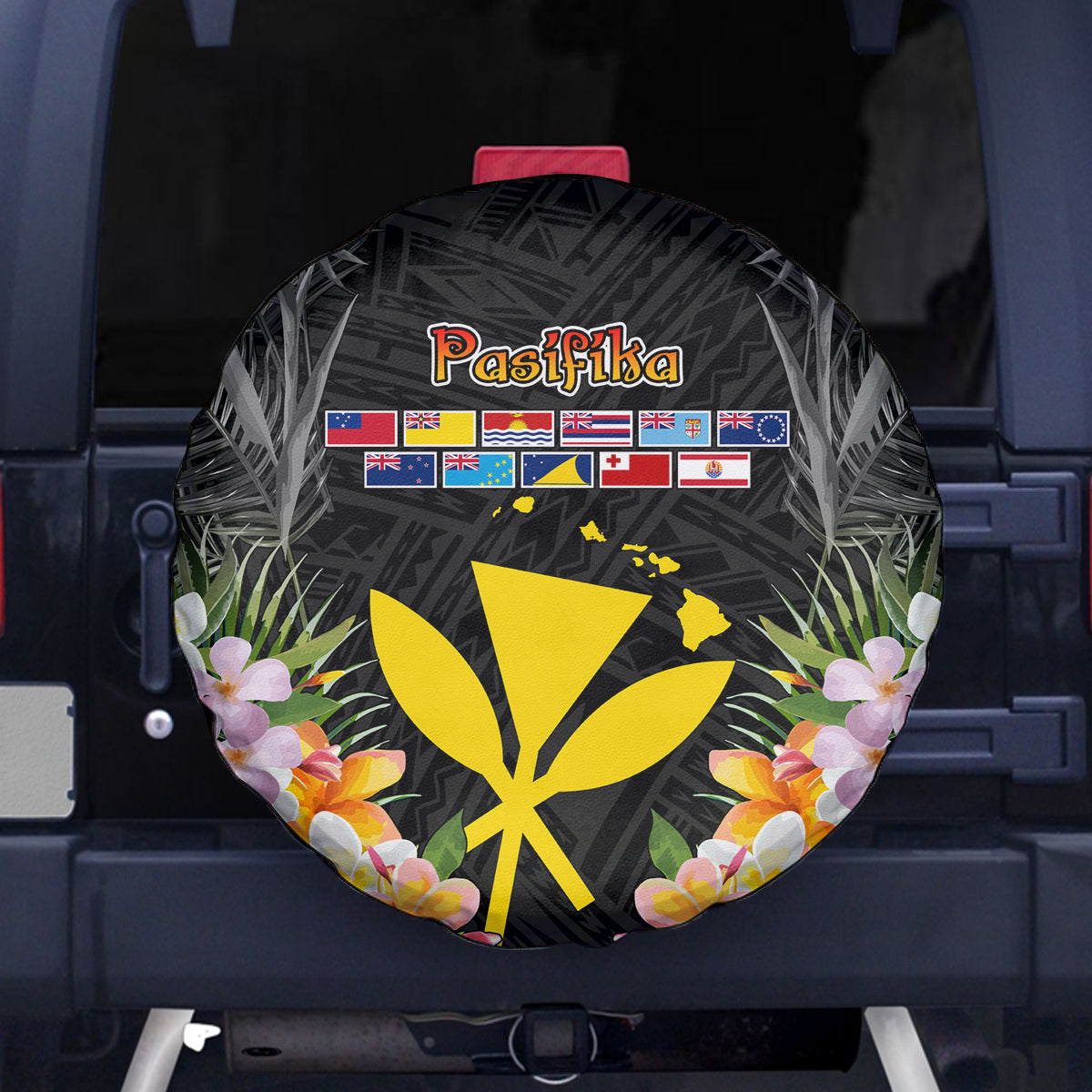 Pasifika Vibes Festival 2024 Spare Tire Cover Kanaka Maoli With Hawaiian Islands LT9 - Polynesian Pride