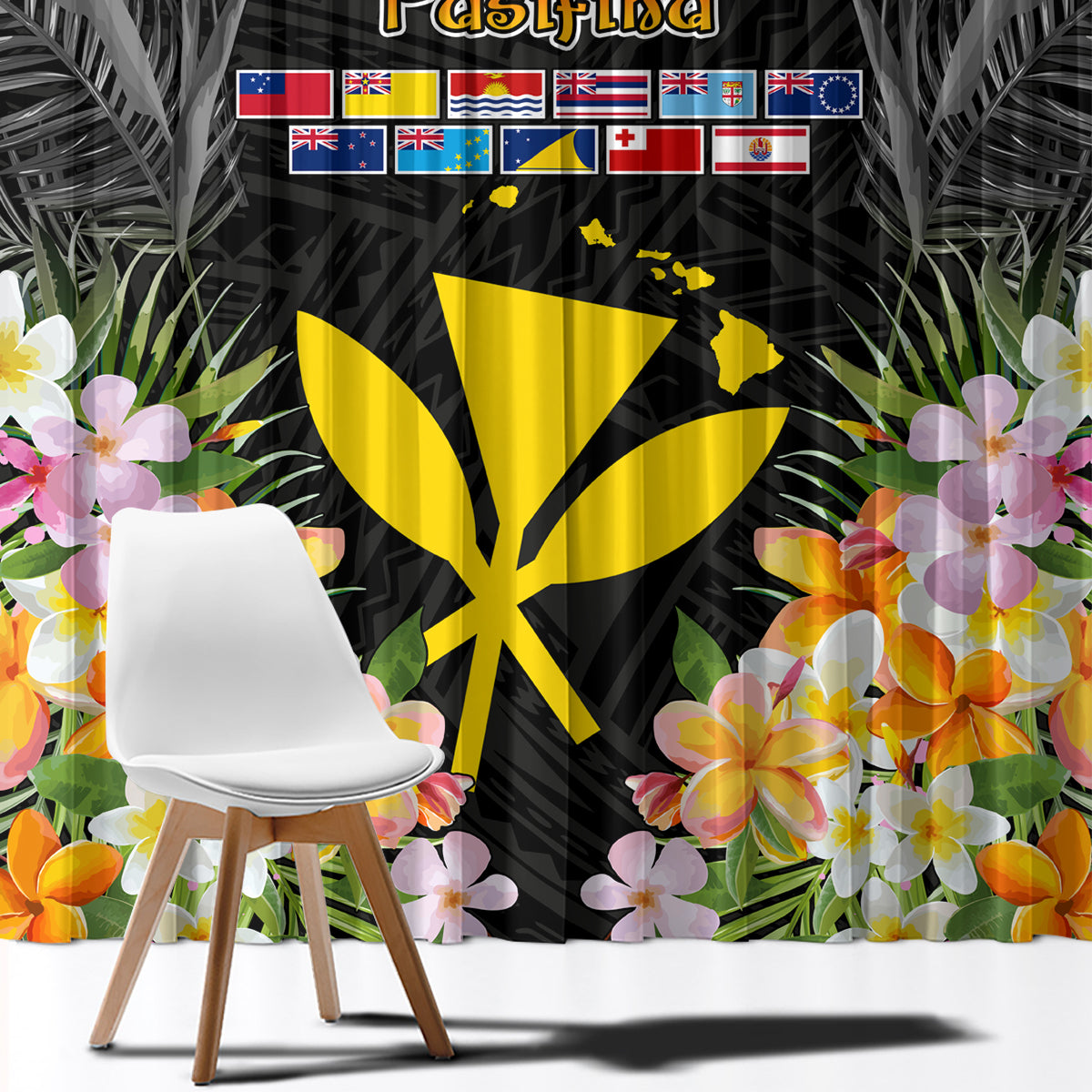 Pasifika Vibes Festival 2024 Window Curtain Kanaka Maoli With Hawaiian Islands LT9 - Polynesian Pride