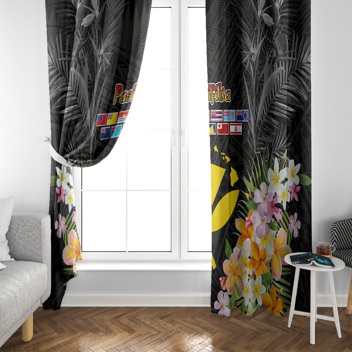 Pasifika Vibes Festival 2024 Window Curtain Kanaka Maoli With Hawaiian Islands LT9 - Polynesian Pride