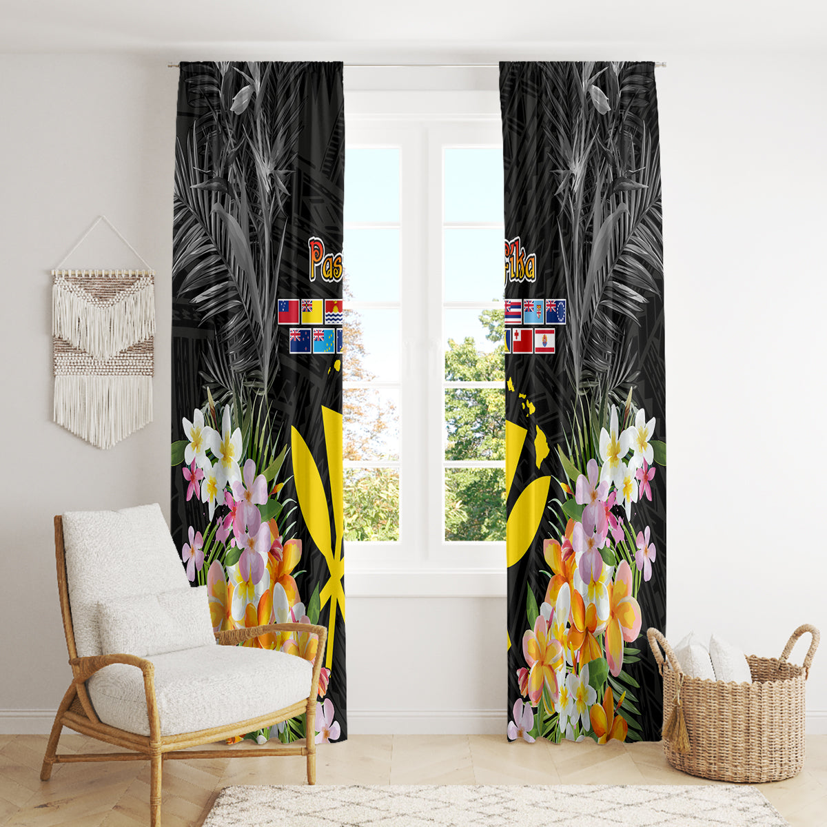 Pasifika Vibes Festival 2024 Window Curtain Kanaka Maoli With Hawaiian Islands LT9 - Polynesian Pride