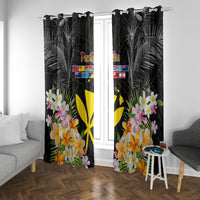 Pasifika Vibes Festival 2024 Window Curtain Kanaka Maoli With Hawaiian Islands LT9 With Grommets Black - Polynesian Pride
