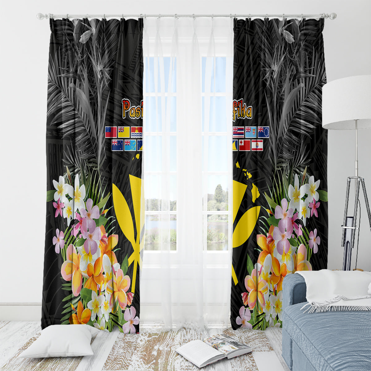 Pasifika Vibes Festival 2024 Window Curtain Kanaka Maoli With Hawaiian Islands LT9 - Polynesian Pride