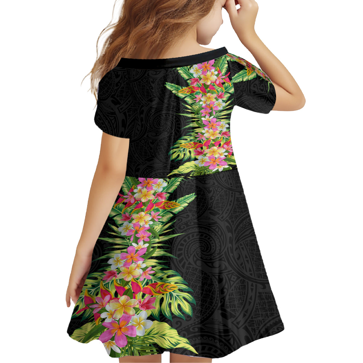 Hawaii Tropical Flowers Tribal Pattern Family Matching Off Shoulder Maxi Dress and Hawaiian Shirt No1 LT9 - Polynesian Pride