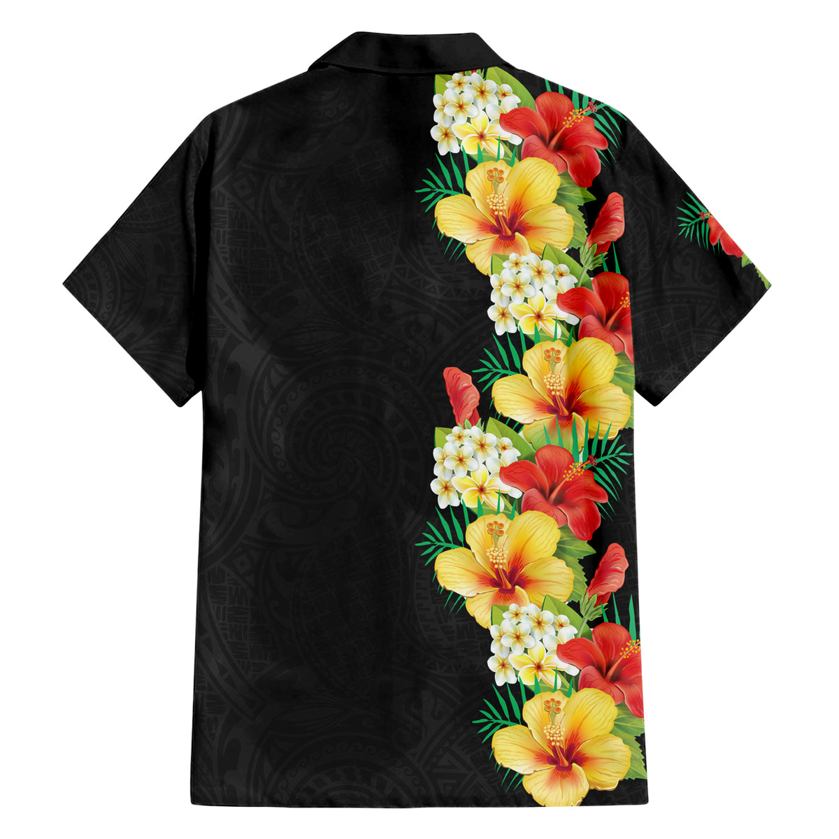 Hawaii Tropical Flowers Tribal Pattern Family Matching Short Sleeve Bodycon Dress and Hawaiian Shirt No2 LT9 - Polynesian Pride