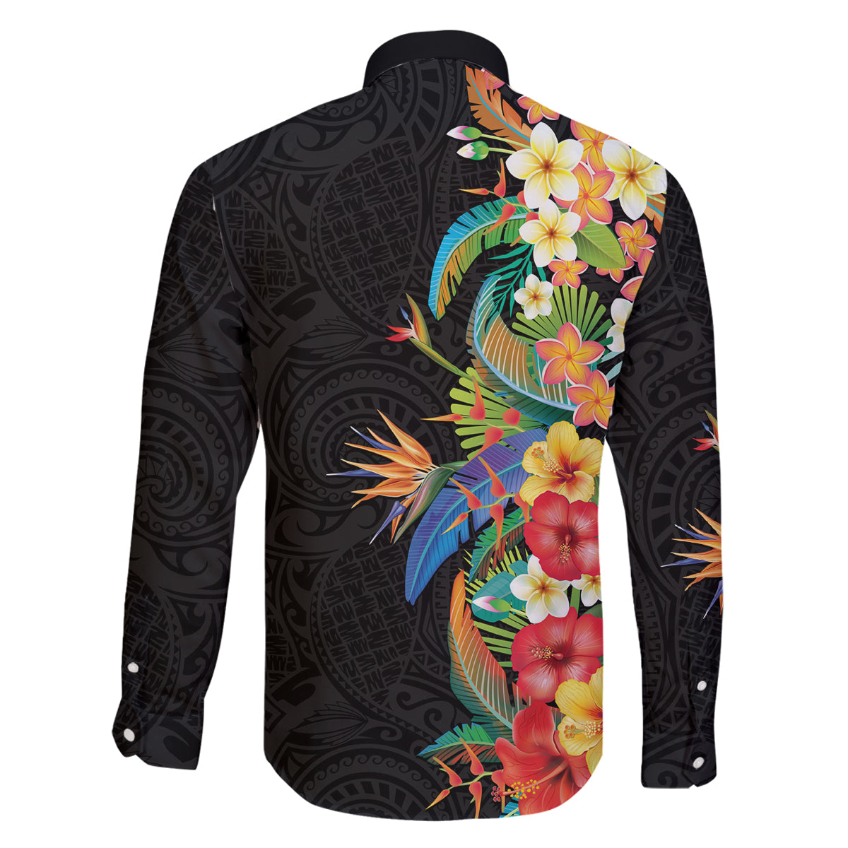 Hawaii Tropical Flowers Tribal Pattern Family Matching Mermaid Dress and Hawaiian Shirt No5 LT9 - Polynesian Pride