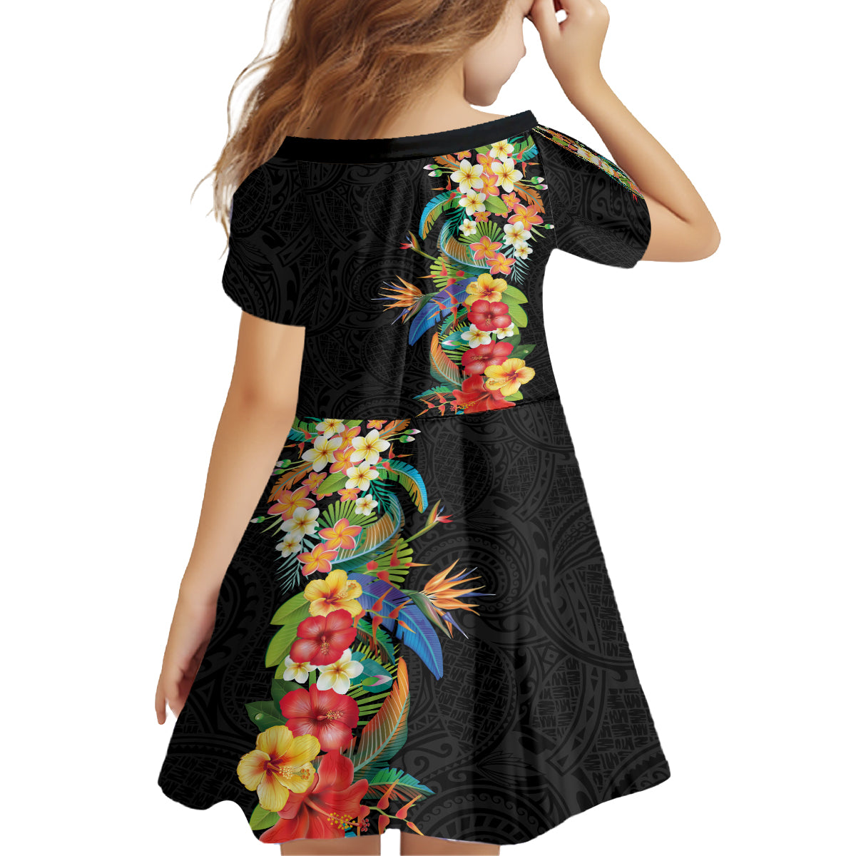 Hawaii Tropical Flowers Tribal Pattern Family Matching Puletasi and Hawaiian Shirt No5 LT9 - Polynesian Pride