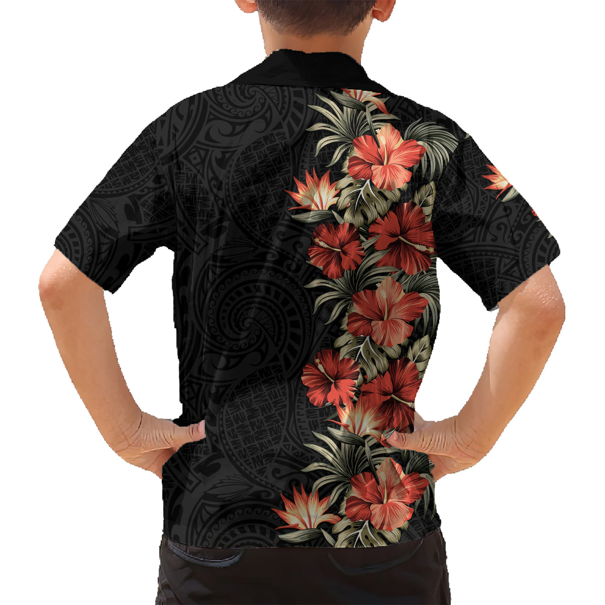 Hawaii Tropical Flowers Tribal Pattern Kid Hawaiian Shirt No6 LT9 - Polynesian Pride