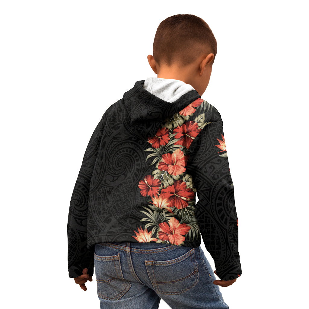 Hawaii Tropical Flowers Tribal Pattern Kid Hoodie No6 LT9 - Polynesian Pride