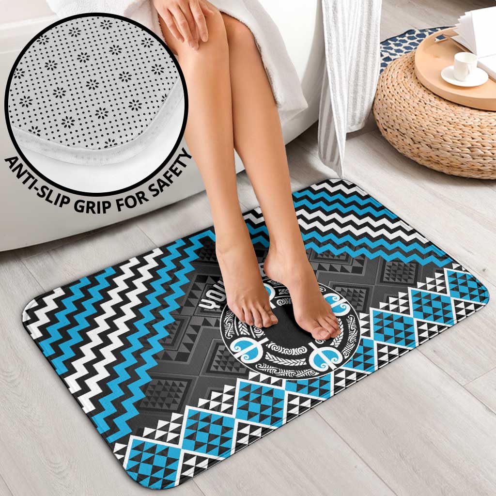 Personalised Aotearoa Niho Taniwha Motif Bathroom Set Blue Style - Polynesian Pride