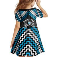 Personalised Aotearoa Niho Taniwha Motif Family Matching Mermaid Dress and Hawaiian Shirt Blue Style LT9 - Polynesian Pride