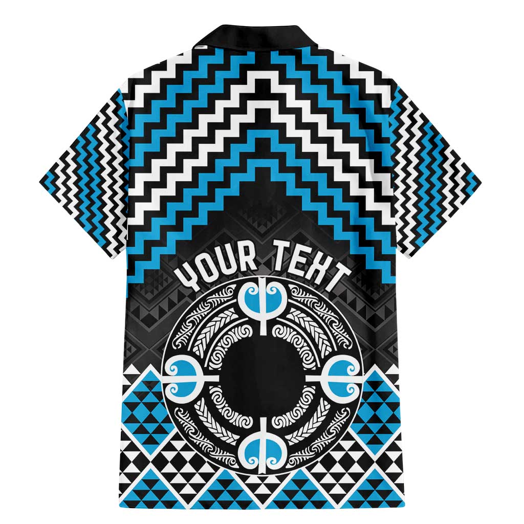 Personalised Aotearoa Niho Taniwha Motif Family Matching Mermaid Dress and Hawaiian Shirt Blue Style LT9 - Polynesian Pride