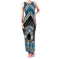 Personalised Aotearoa Niho Taniwha Motif Family Matching Tank Maxi Dress and Hawaiian Shirt Blue Style LT9 Mom's Dress Blue - Polynesian Pride