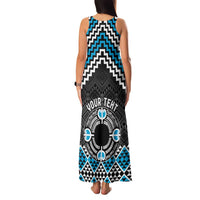 Personalised Aotearoa Niho Taniwha Motif Family Matching Tank Maxi Dress and Hawaiian Shirt Blue Style LT9 - Polynesian Pride