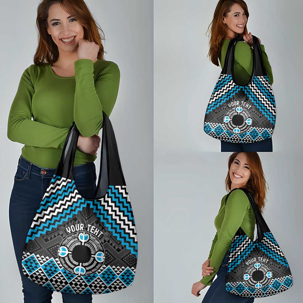 Personalised Aotearoa Niho Taniwha Motif Grocery Bag Blue Style