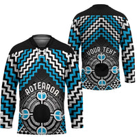 Personalised Aotearoa Niho Taniwha Motif Hockey Jersey Blue Style - Polynesian Pride
