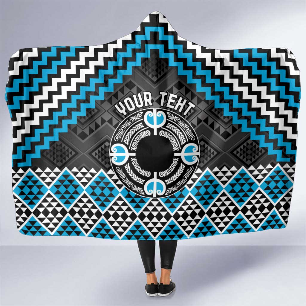 Personalised Aotearoa Niho Taniwha Motif Hooded Blanket Blue Style LT9 One Size Blue - Polynesian Pride