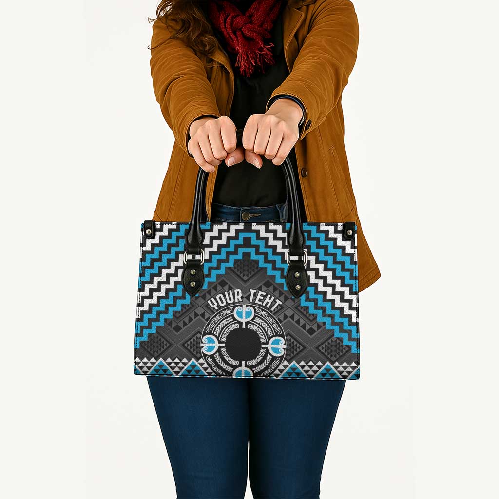 Personalised Aotearoa Niho Taniwha Motif Leather Bag Blue Style - Polynesian Pride