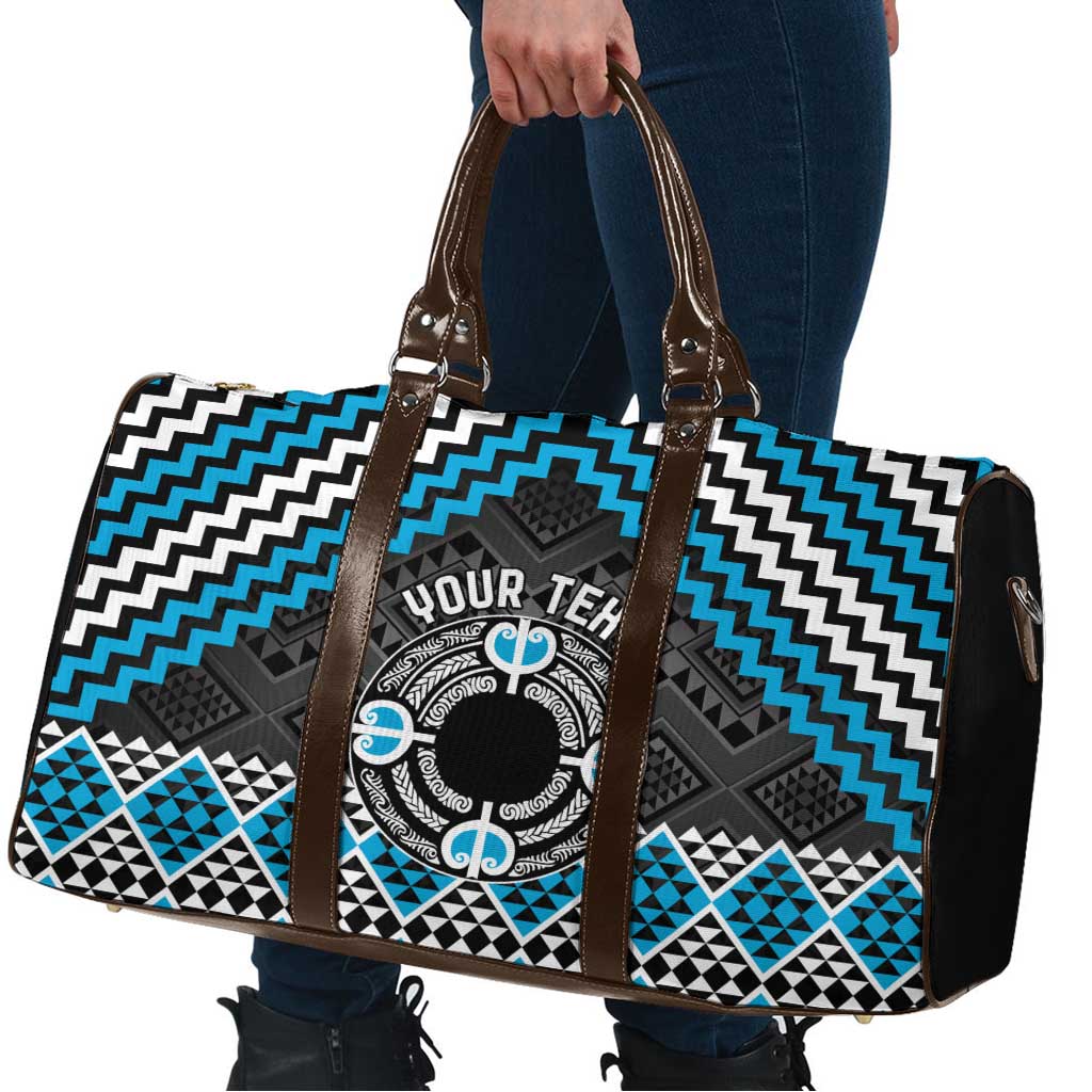 Personalised Aotearoa Niho Taniwha Motif Travel Bag Blue Style LT9 - Polynesian Pride