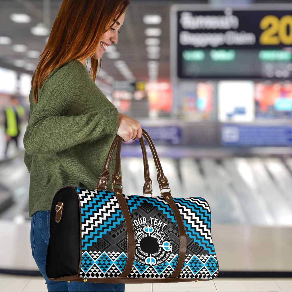 Personalised Aotearoa Niho Taniwha Motif Travel Bag Blue Style LT9 - Polynesian Pride
