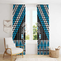 Personalised Aotearoa Niho Taniwha Motif Window Curtain Blue Style
