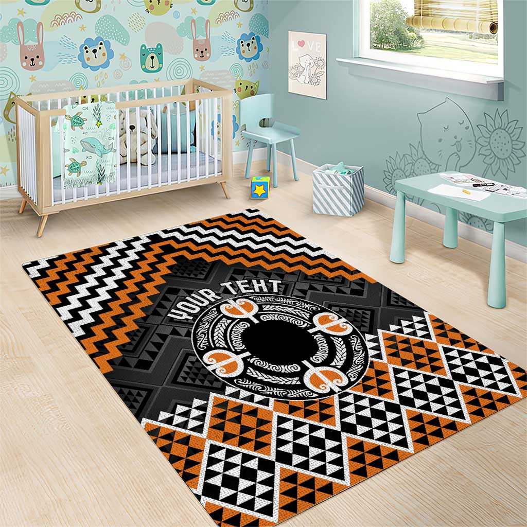 Personalised Aotearoa Niho Taniwha Motif Area Rug Gold Style