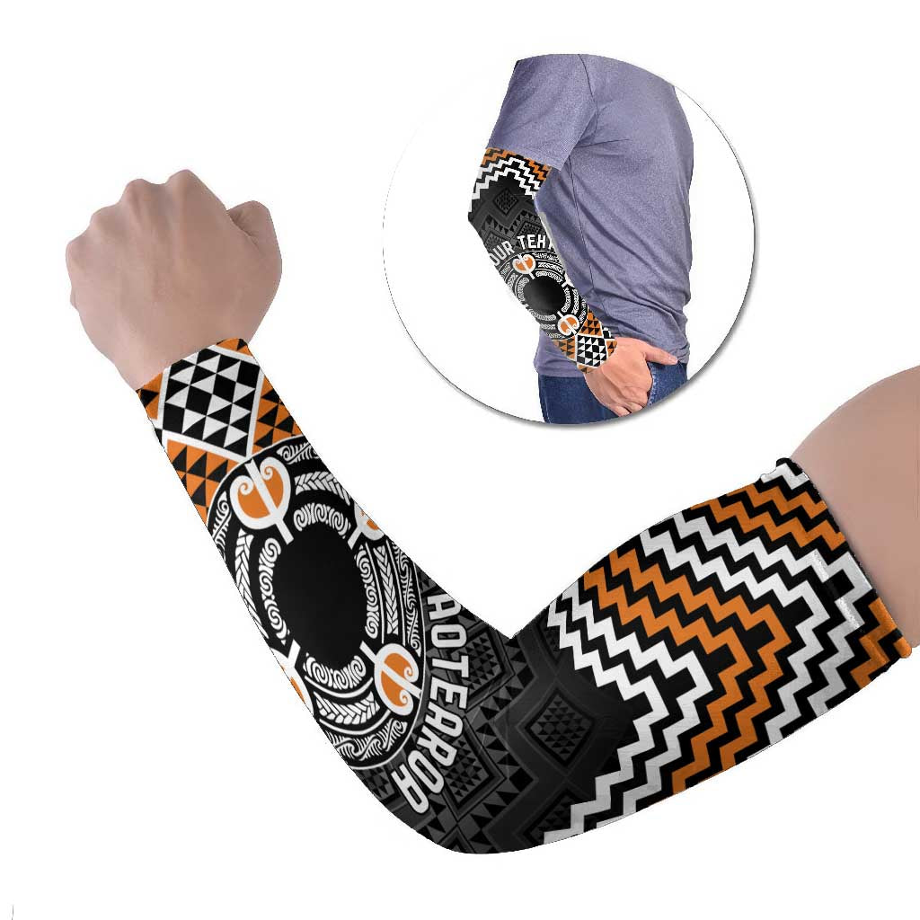 Personalised Aotearoa Niho Taniwha Motif Arm Sleeves Gold Style LT9 Set of 2 Gold - Polynesian Pride