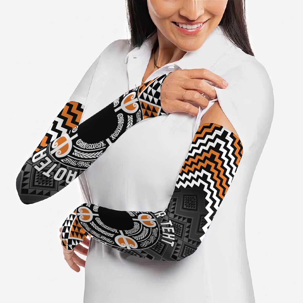 Personalised Aotearoa Niho Taniwha Motif Arm Sleeves Gold Style LT9 - Polynesian Pride