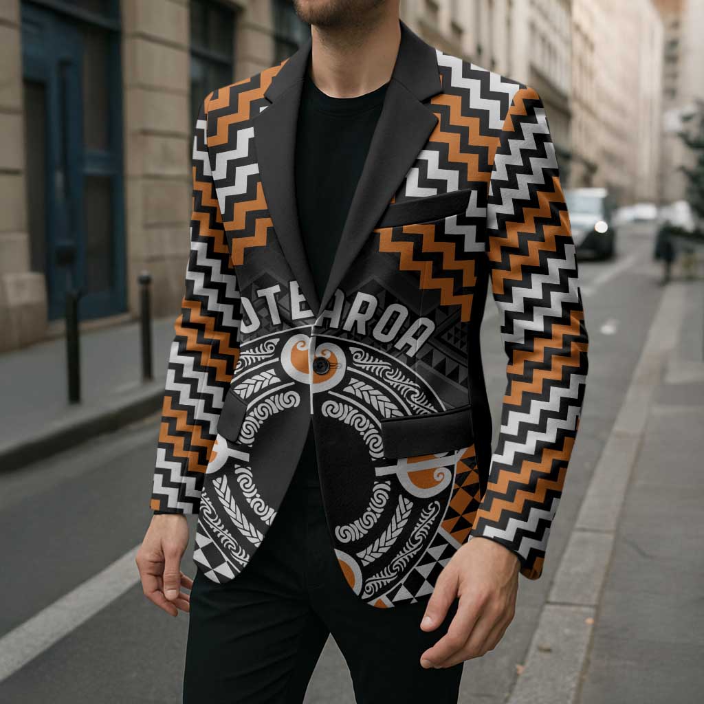 Personalised Aotearoa Niho Taniwha Motif Blazer Gold Style - Polynesian Pride