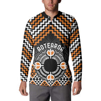 Personalised Aotearoa Niho Taniwha Motif Button Sweatshirt Gold Style