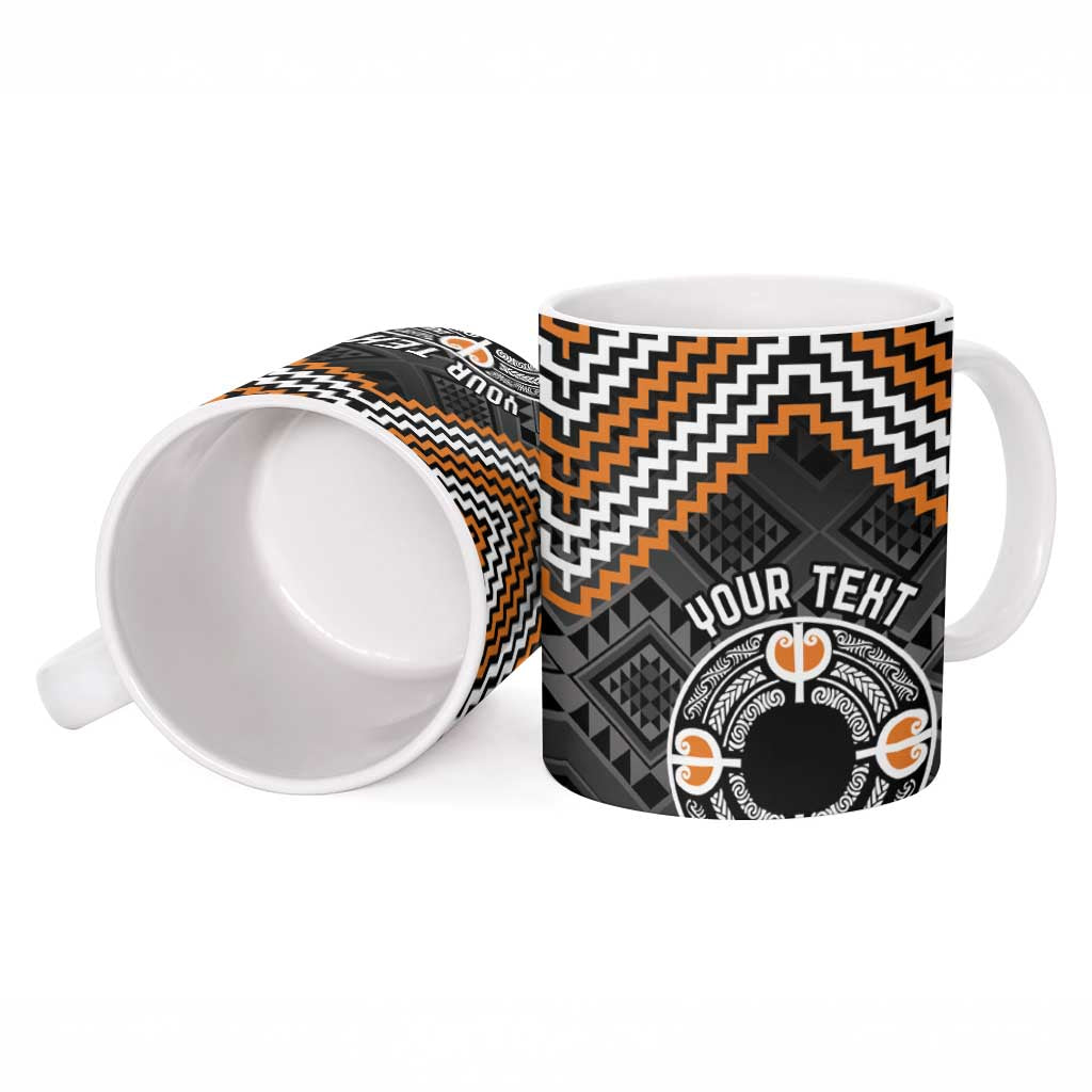 Personalised Aotearoa Niho Taniwha Motif Ceramic Mug Gold Style - Polynesian Pride