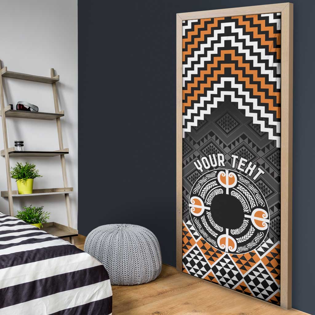 Personalised Aotearoa Niho Taniwha Motif Door Cover Gold Style - Polynesian Pride