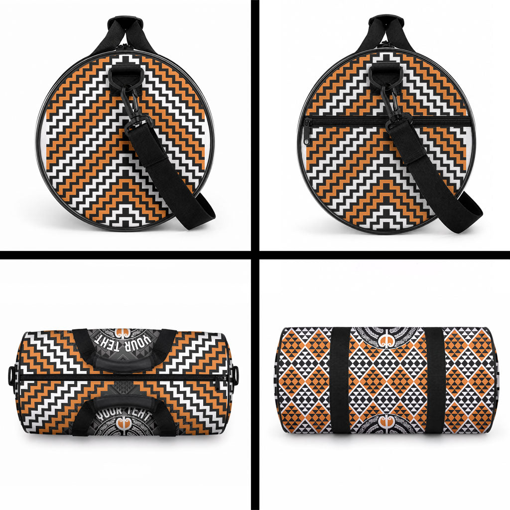 Personalised Aotearoa Niho Taniwha Motif Duffle Bag Gold Style LT9 - Polynesian Pride