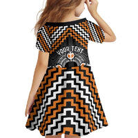 Personalised Aotearoa Niho Taniwha Motif Family Matching Long Sleeve Bodycon Dress and Hawaiian Shirt Gold Style LT9 - Polynesian Pride
