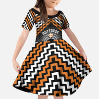 Personalised Aotearoa Niho Taniwha Motif Family Matching Mermaid Dress and Hawaiian Shirt Gold Style LT9 Daughter's Dress Gold - Polynesian Pride