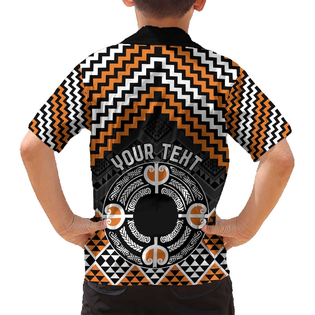 Personalised Aotearoa Niho Taniwha Motif Family Matching Off Shoulder Maxi Dress and Hawaiian Shirt Gold Style LT9 - Polynesian Pride