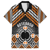 Personalised Aotearoa Niho Taniwha Motif Family Matching Off Shoulder Short Dress and Hawaiian Shirt Gold Style LT9 Dad's Shirt - Short Sleeve Gold - Polynesian Pride
