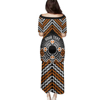 Personalised Aotearoa Niho Taniwha Motif Family Matching Puletasi and Hawaiian Shirt Gold Style LT9 - Polynesian Pride