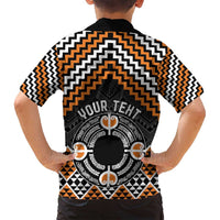 Personalised Aotearoa Niho Taniwha Motif Family Matching Summer Maxi Dress and Hawaiian Shirt Gold Style LT9 - Polynesian Pride