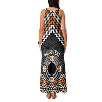 Personalised Aotearoa Niho Taniwha Motif Family Matching Tank Maxi Dress and Hawaiian Shirt Gold Style LT9 - Polynesian Pride