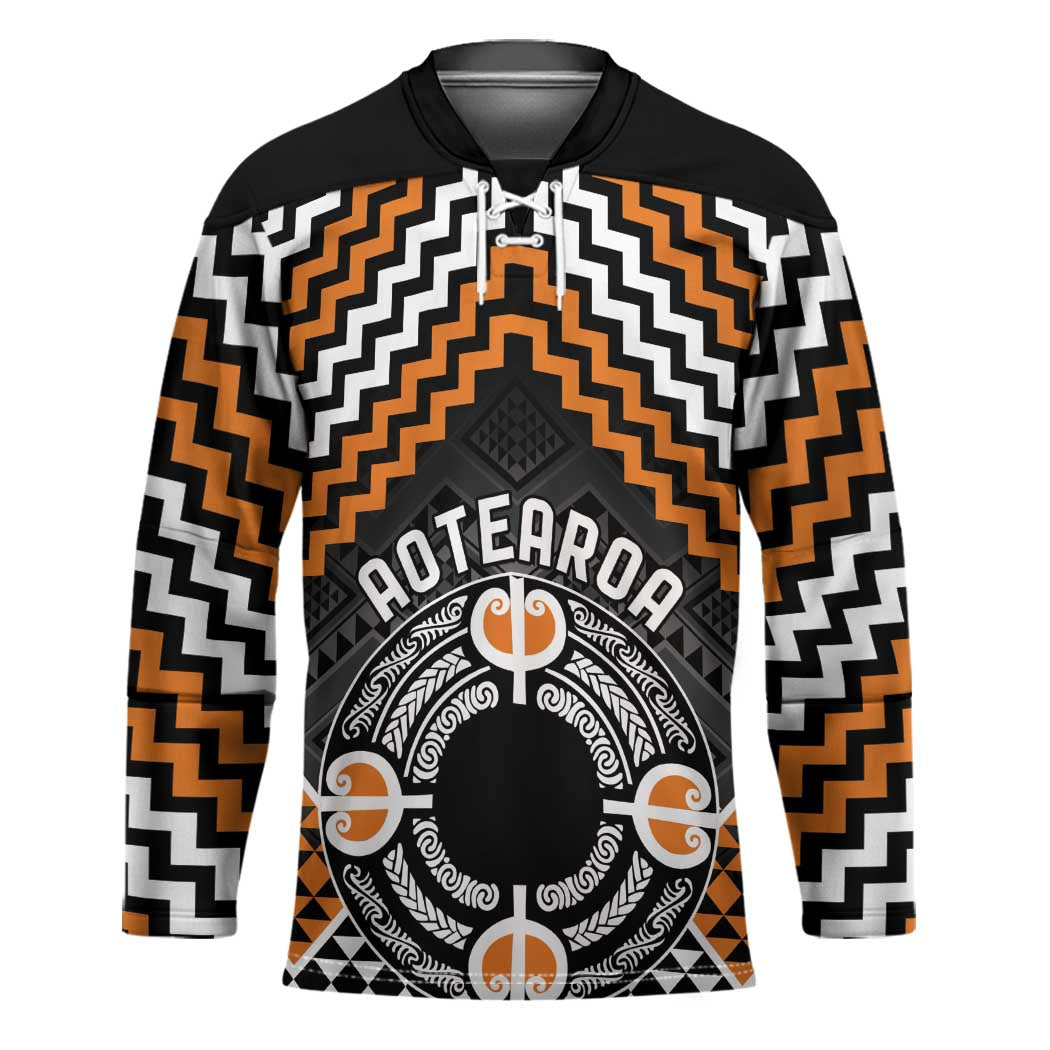 Personalised Aotearoa Niho Taniwha Motif Hockey Jersey Gold Style - Polynesian Pride