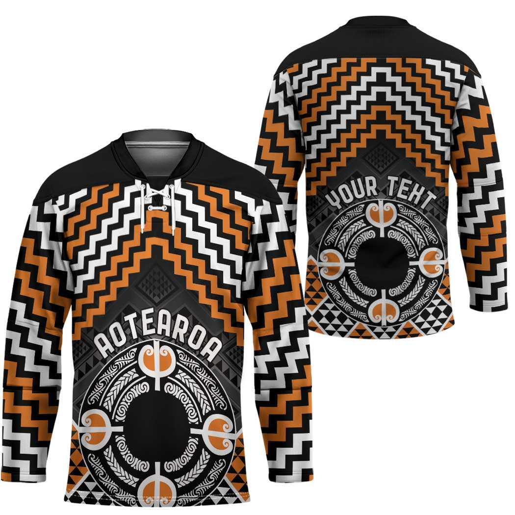Personalised Aotearoa Niho Taniwha Motif Hockey Jersey Gold Style - Polynesian Pride