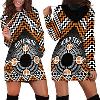 Personalised Aotearoa Niho Taniwha Motif Hoodie Dress Gold Style LT9 - Polynesian Pride