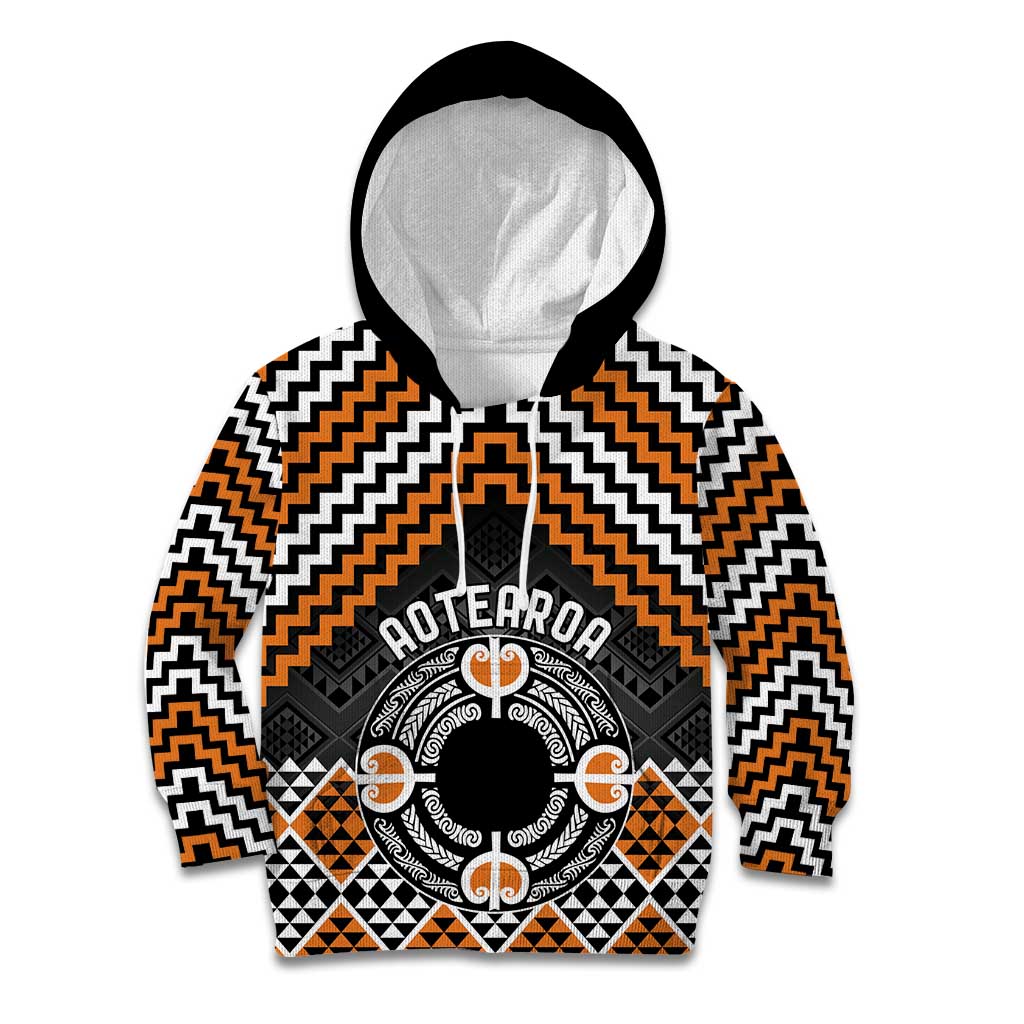 Personalised Aotearoa Niho Taniwha Motif Kid Hoodie Gold Style LT9 Hoodie Gold - Polynesian Pride