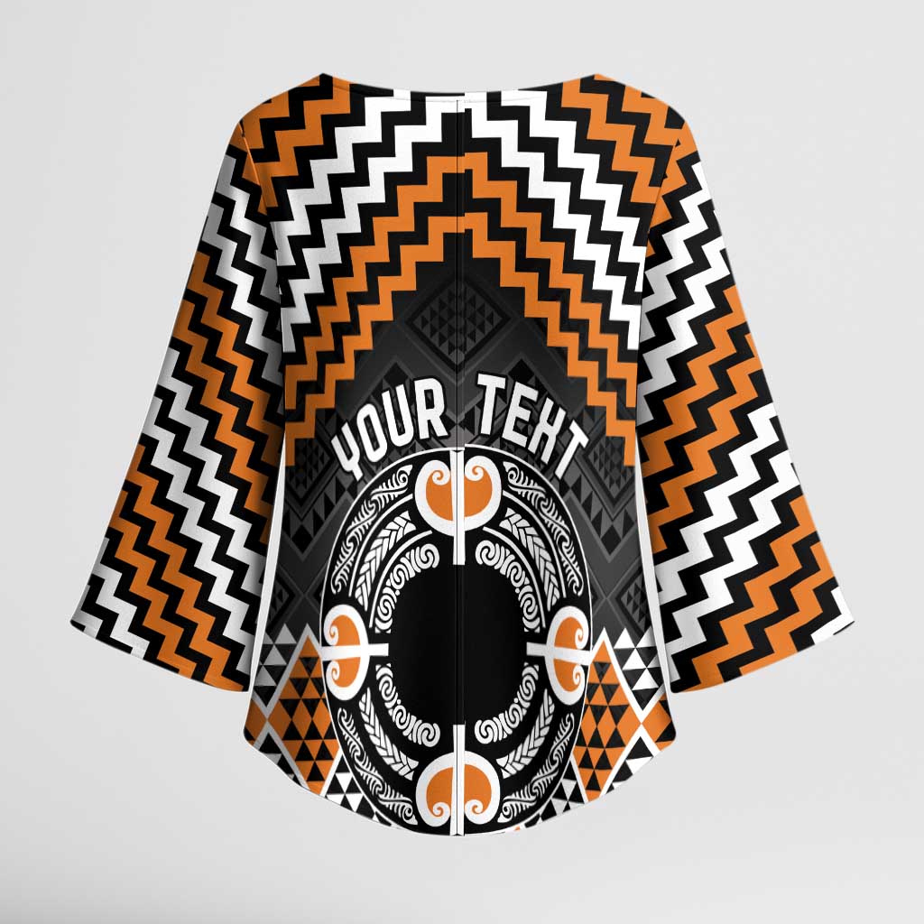 Personalised Aotearoa Niho Taniwha Motif Kimono Sleeve Blouse Gold Style - Polynesian Pride
