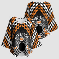 Personalised Aotearoa Niho Taniwha Motif Kimono Sleeve Blouse Gold Style - Polynesian Pride