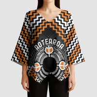Personalised Aotearoa Niho Taniwha Motif Kimono Sleeve Blouse Gold Style - Polynesian Pride