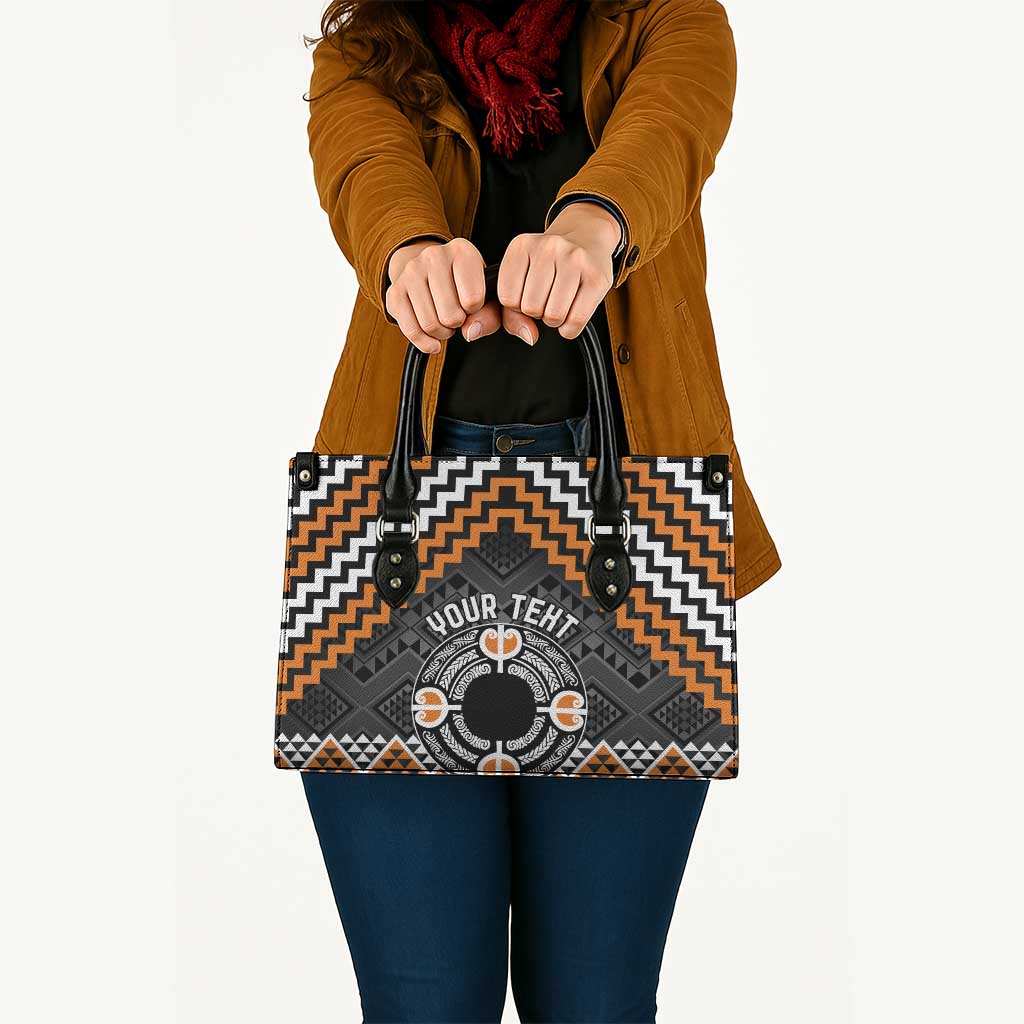 Personalised Aotearoa Niho Taniwha Motif Leather Bag Gold Style - Polynesian Pride